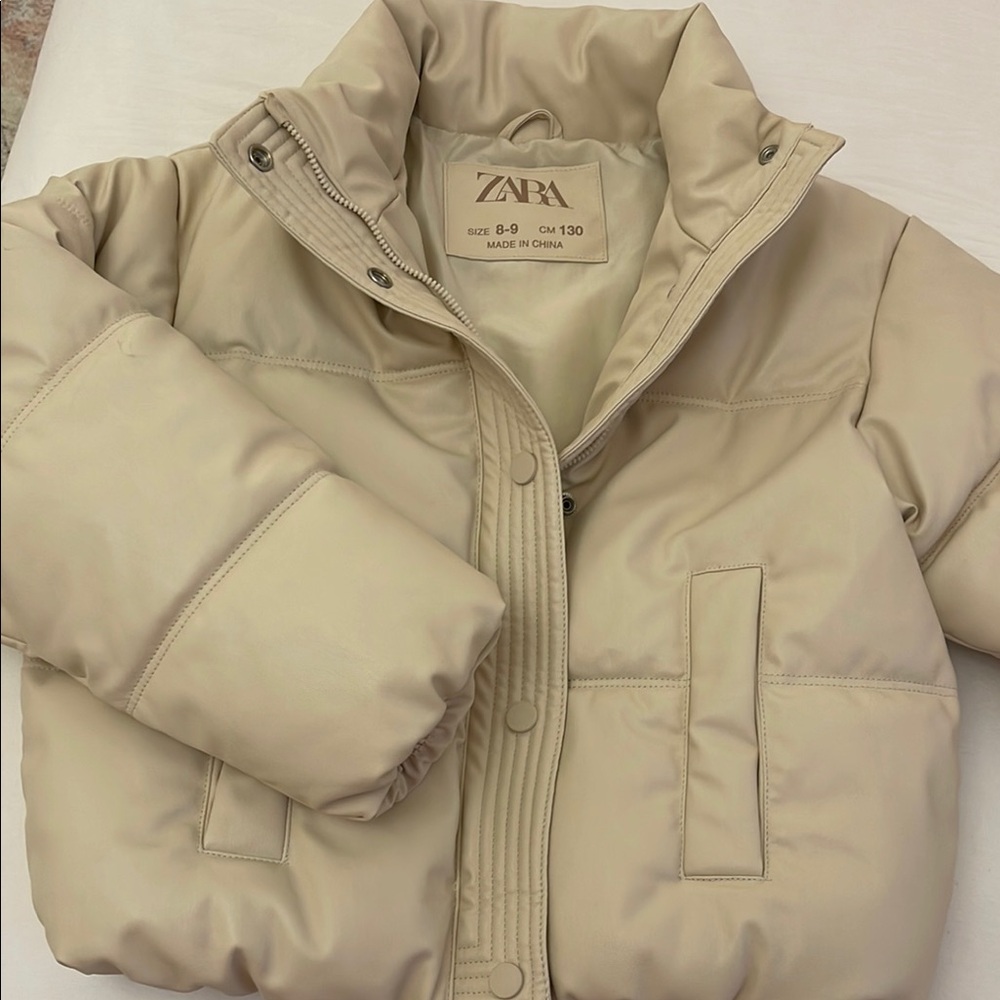 Zara Girls Cream Puffer Jacket